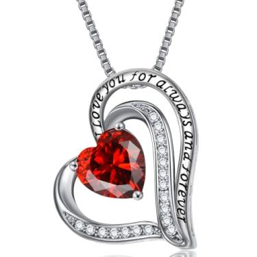 Imagem de Colares com pingente de cristal de pedra do mês de nascimento para mulheres, presente de aniversário dos namorados, dia das mães, colar de namorada, joia de coração de filha, aniversário para ela, ON