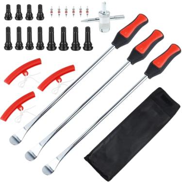 Imagem de Riseuvo Kit de colher de pneu de 15 polegadas, kit de troca de pneu para cortador de grama de motocicleta e trator ATV, conjunto de ferramentas de remoção de pneu com protetores de aro, ferramenta de