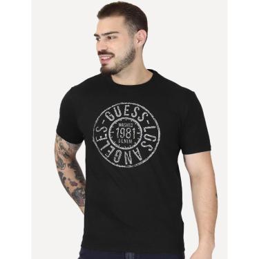 Imagem de Camiseta Guess Masculina Washed Stamp Preta-Masculino