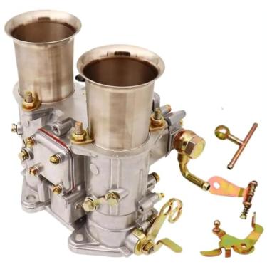Imagem de Carburador 45 DCOE 2 cilindros para 45 DCOE Weber 45 mm Draft lateral Twin Choke Carb serve para Datsun 240/260/280Z MGB Toyota MG Midgets Substituir #19600.060 com juntas T Entrada de combustível
