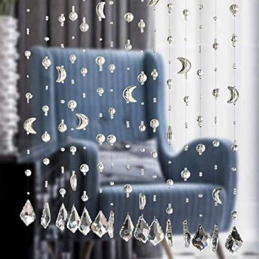 Imagem de OKUOKA Cortinas Cortina de Contas Decoração de Vidro Cristal Cortina de Porta Cortado Cortina Pendurada de Entrada, Uma Variedade de Estilos Tamanhos Personalizáveis (Cor: A, Tamanho: 90 x 120 cm)