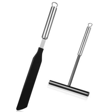 Imagem de 1 Conjunto Espátula De Creme Espátulas De Crepe De Metal Ferramenta De Fazer Crepe Palito De Crepe Espátula De Metal Máquina De Crepe De Madeira Aço Inoxidável Espátula De Cozinha