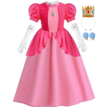 Imagem de iTVTi Princess Peach Costume for Little Girls with Accessories Halloween Carnival Costumes for Kids, 4-5 Years(Tag 120)