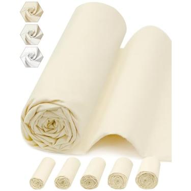 Imagem de FIVEIZERO Tecido de musselina 100% algodão por jarda, 160 cm x 1,9 metros Material de algodão natural cru - Tecido chita bege de peso médio para costura, acolchoamento, bordado, artesanato e projetos