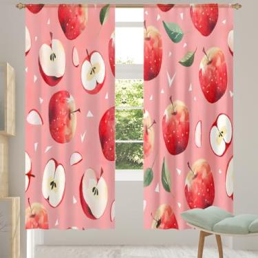 Imagem de 2 conjuntos de painéis cortinas transparentes de maçã fruta, cortinas transparentes arejadas com filtro leve, painéis de cortina de porta e janela para sala de estar, quarto, jantar, 213 cm de