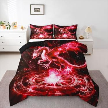 Imagem de jejeloiu Conjunto de cama macio para meninos e meninas, temática de monstro mágico, solteiro, rosa, animais da selva, edredom de microfibra, 2 peças com 1 fronha