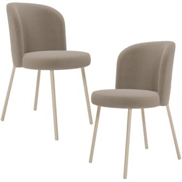 Imagem de Kit 02 Cadeiras Para Sala de Jantar Cozinha Estofada Gavi Arena L02 Bouclê Bege - Lyam Decor