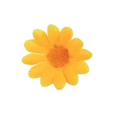 Imagem de YOUTHINK Cabeças de Flores Artificiais de Margarida Gerbera, Tecido Floral, Decoração Artesanal para Casamento e Festas, 4cm de Diâmetro, Azul Claro, 100 Peças (Amarelo)