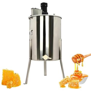 Imagem de Extrator De Mel Elétrico Em Aço Inoxidável 8 Quadros Com Tampa - Centrífuga De Mel Eficiente Para Apicultores Domésticos E Profissionais, 140w 220v