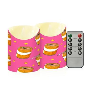 Imagem de KEEPREAL Latas de refrigerante laranja velas sem chama com chama em movimento 3D, operada por bateria com temporizador para decoração de casamento e Natal, 3 x 3,9 polegadas (590)