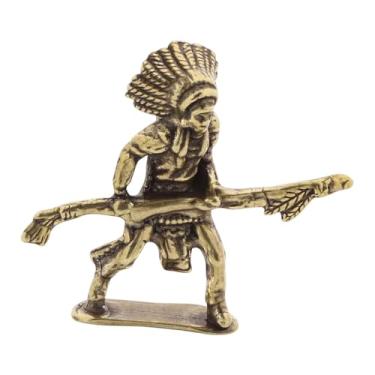 Imagem de WeiLaiKeQi Estátua em miniatura de de bronze, figura de guerreiro para mesa, escultura para festa, com Vara Longa