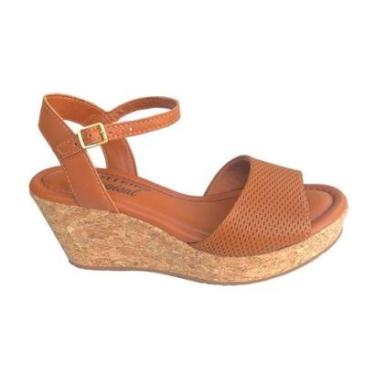 Imagem de Sandália Fem Bottero Anabela Couro Canela 355765-1-Feminino