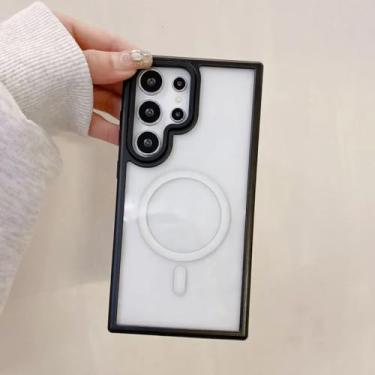Imagem de Capa protetora magnética com absorção de impacto para carregamento do Samsung Galaxy S25 S24 Ultra Plus (para Galaxy S24/preta)
