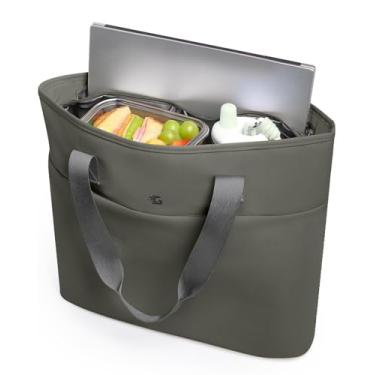 Imagem de GLORIEROO Lancheira térmica 2 em 1 para mulheres, bolsas térmicas macias com compartimento para laptop de 15,6 polegadas, bolsa de mão de computador de grande capacidade para trabalho, enfermeira