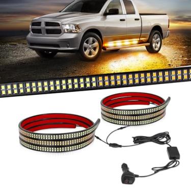 Imagem de OPL5 2 peças tiras de luzes estroboscópicas para estroboscópicas de caminhão de 177,8 cm, branco âmbar 1152, luzes estroboscópicas de emergência para caminhões de emergência piscantes, luz de