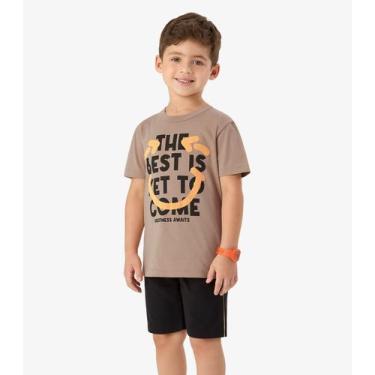 Imagem de Conjunto Machão c Bermuda em Meia Malha Rovi Kids Marrom - Rovitex Kid