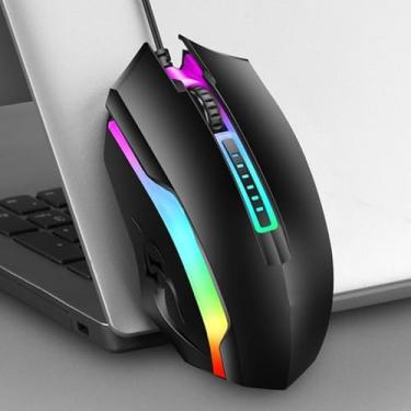 Imagem de Mouse para jogos RGB, mouse de computador USB com fio com iluminação colorida, aderência confortável ambidestro para PC, laptop, escritório e jogos iniciantes, 1200 DPI