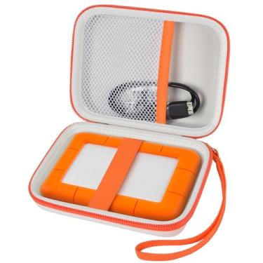 Imagem de ALKOO Capa Compatível Com Hd Externo Portátil Lacie Rugged Mini 1 Tb/2 Tb/4 Tb/5 Tb, Suporte Para Armazenamento De Unidades Disco Rígido Mac E Pc Cabo Usb 3.0 2.0 Cartões Sd (Branco)
