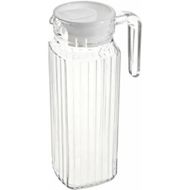 Imagem de Jarra de Vidro Suíça Suco Agua 1 Litro Com Tampa Alça Transparente