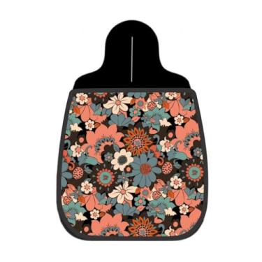 Imagem de Lixeira De Carro Organizador Floral Retrô Tons Pêssego e Azul