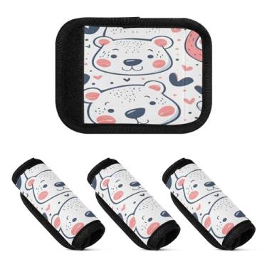 Imagem de Qilmy Pacote com 4 identificadores de bagagem de animais fofos de desenho animado com alça confortável para carrinho de bebê, mala de viagem, acessórios de viagem de avião2157