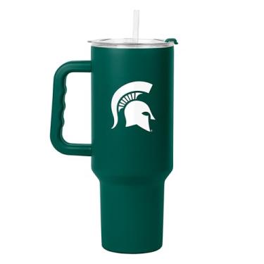 Imagem de Logo Brands Copo NCAA Michigan State Spartans 1,134 g com alça - Aço inoxidável revestido em pó com canudo - resistente a vazamentos, mantém bebidas quentes/frias - uso diário