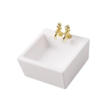Imagem de JunZheHub Pia para Casa de Bonecas *Escala 1:12* Decoração Realista Acessórios DIY Móveis para Casa de Bonecas para Fotos Adereços de Cenário Presente de Natal, 4x4x1.9cm