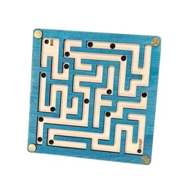 Imagem de Almencla Jogo de tabuleiro labirinto de madeira, brinquedo educativo de equilíbrio, quebra-cabeça de labirinto de bolinhas de gude, brinquedo de lógica para, Quadrado