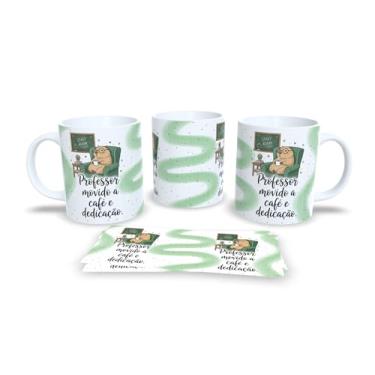 Imagem de Caneca de Cerâmica Branca com Ilustração de Urso Professor, 325ml, Design Artístico, Material Cerâmico Brilhante, Ideal para Bebidas Quentes, com Alça, Lavável em Lava-Louças (00021)