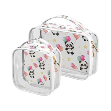 Imagem de xigua Balões coloridos e Pandas bolsa de maquiagem para mulheres, bolsa de cosméticos transparente de viagem, bolsa de higiene portátil à prova d'água para viagens, férias, organização de banheiro