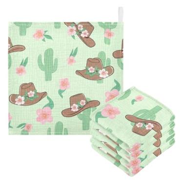 Imagem de Kigai Chapéus de cowboy florais toalhas de bebê, 5 peças de toalha absorvente ultra macia, toalha de rosto de banho recém-nascido, lenços umedecidos naturais reutilizáveis para pele sensível, lista do