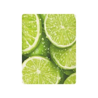 Imagem de xigua Lençol de berço com fatias de limão verde para meninas e meninos, lençol macio e respirável adequado para berço padrão e cama infantil 68,5 x 99 cm