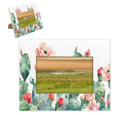 Imagem de hongjinglin Porta-retrato de 28 x 35,5 cm, moldura de madeira tropical de cacto com tapete, para parede e mesa, para decoração de casa e amigos da família, ideias de presente de casamento