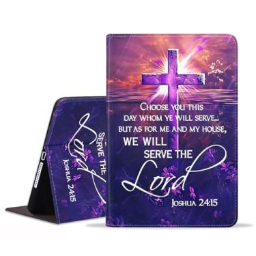 Imagem de FQTBCEARI Capa para Samsung Galaxy Tab S10 Lite/ S10 FE/ S9 FE 10,9 polegadas/S9 11 polegadas, capa fina de couro PU, suporte ajustável com capa automática de despertar/hibernar, citação da cruz
