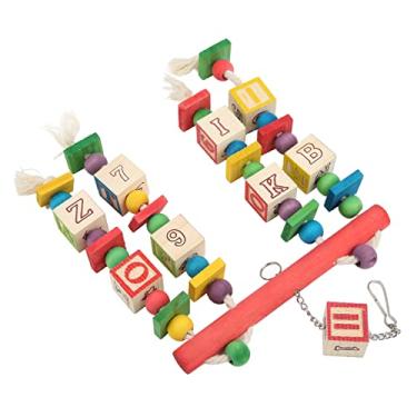 Imagem de Acouto Brinquedo Colorido para Mastigar Blocos de Pássaros - Brinquedo Suspenso de Madeira de Qualidade Alimentar Papagaios Médios e Grandes, Resistente a Mordidas, Moagem de Bico e Aprimoramento de