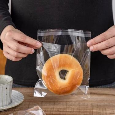 Imagem de 100 sacos de celofane autoseláveis transparentes e seláveis, armazenamento de cookies autoadesivos para embalagem de presentes, favores, produtos, joias (10 x 10 cm)