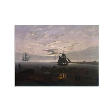 Imagem de ZUJGHSJG Evening on the Baltic Sea por Caspar David Friedrich Impressões em tela Well Decor The World Classic Art Reproduções de arte grande giclée arte de parede para sala de estar decoração de casa