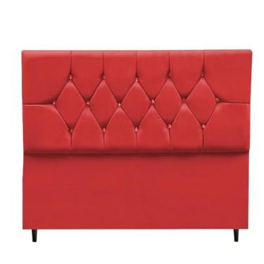 Imagem de Estofada Tecido em Suede Com Pés Solteiro Casal Decoração Quarto, Ideal para Decoração de Quarto Brasileiro(Vermelho,1.40 Casal)
