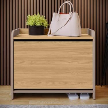 Imagem de Sapateira Organizadora 6 Pares Com 1 Gaveta E Prateleira Porta Basculante Quarto Hall de Entrada Banquinho Arezzo (Fend/Hanover)