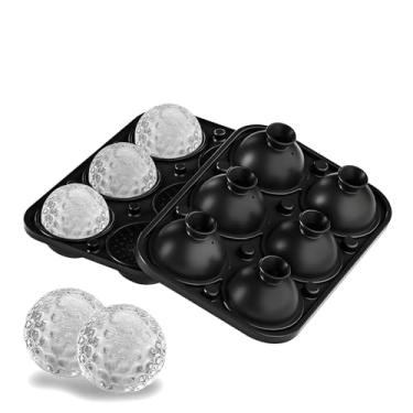 Imagem de Samuelworld Molde de bola de golfe de gelo 3D – Bandeja de gelo esférica de silicone para coquetéis, uísque, bandeja de gelo de silicone com design exclusivo para bolas de gelo perfeitamente redondas