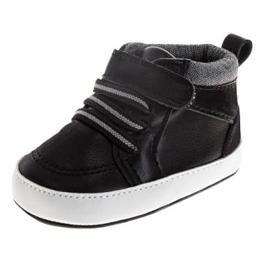 Imagem de Josmo Tênis unissex para bebês meninos e meninas – Sapatos infantis sem cadarço para primeira caminhada, tênis casual infantil (tamanho 2-4 infantil), Preto, 17