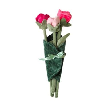 Imagem de predolo Buquê de flores de pelúcia em tecido, fofo, macio, decoração para casa, divertido, adorável e criativo para festa de aniversário de namorada, filha, Rosa Mesclado