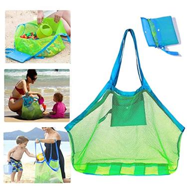 Imagem de Bolsa de Praia Malha Grande Bolsas Mochila Tote Sand Away para Guardar Brinquedos Infantil Mercado Mercearia Piquenique com Design Deixar Areia e Água Fora