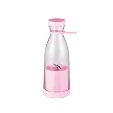 Imagem de Mini Liquidificador Portátil USB, 420ml, Bateria 1200mAh, Lâminas em Aço Inox, Rosa e Branco, com Cabo USB, para Shakes, Sucos e Vitaminas, 23cm x 8cm