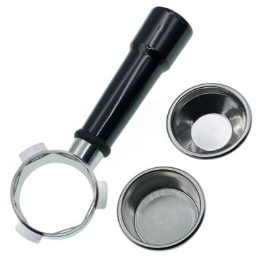 Imagem de MacMaxe Filtro portátil sem fundo de 54 mm + 2 cestas de filtro de aço inoxidável - Substituição para Breville Barista Express, Pro, Touch, Bambino Plus, Infusor - Alça ergonômica