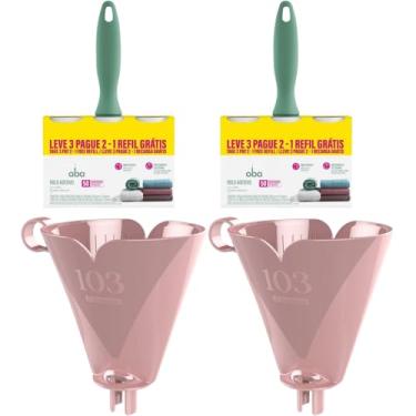Imagem de Kit com 2 Suporte de Filtro de Café Rosa 103 + 2 Rolo Adesivo 50 Folhas com 2 Refis