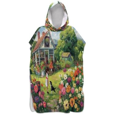Imagem de Joisal Secret Garden Amidst Flowers Surf Poncho Trocador Roupão para Adul Praia Banho com Capuz Plus Size Homens Mulheres Poncho com Capuz
