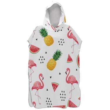 Imagem de Joisal Poncho de surfe leve para adultos trocador de roupa de banho com capuz bonito flamingos rosa ponchos adultos para mulheres