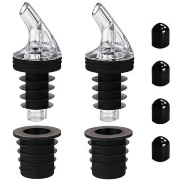 Imagem de ziHenryDa Bico de azeite de oliva para dispensador de azeite, bico dispensador de azeite de oliva grande e pequeno. À prova de vazamento, 2 peças grandes pequenas + 4 tampas pretas de tampa preta