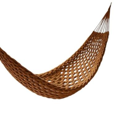 Imagem de Rede De Dormir Casal Descanso Trançada Em Algodão (Rede Trançada Caramelo)